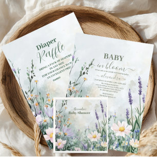 Carte D'accompagnement Élégant Bébé floral Blush en Fleur Diapper Raffle