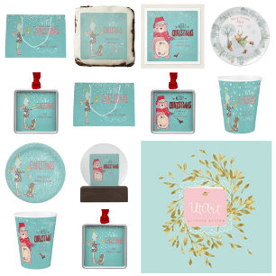 Cartes Pour Fêtes Annuelles Joyeux Noël - Ours de Noël et texte modifiable sur