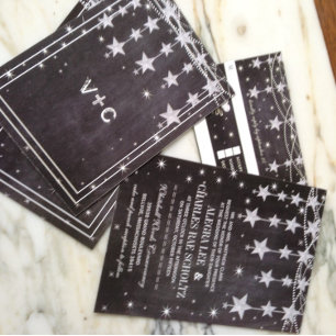 Invitation Tableau de bord rustique Mariage sous les étoiles