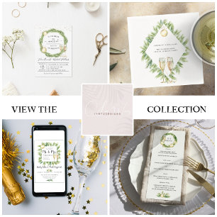 Sparkling Cheer Greenery Faire-part de mariage Wre