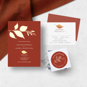 Stickers de mariage Feuille orange simple en Merci