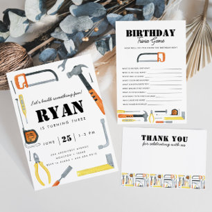 Invitation Construisons ! Outil de construction pour garçon A