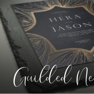 Invitation Charbon et or Faux Art Nouveau invitation,