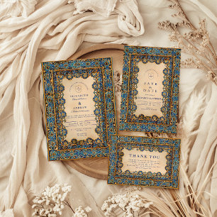 Carte De Remerciements Mariage islamique en mosaïque dorée