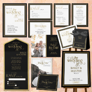 Ballotins Élégant Mariage de typographie Ornate Black Gold