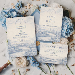 Save The Date Campagne Toile Bleu de France Mariage