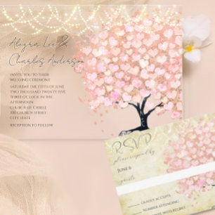 Invitation Pale Dogwood Heart Leaf Tree Mariage Or Invite