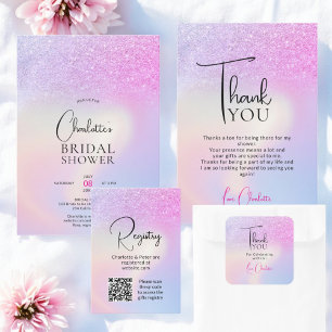 Carte D'accompagnement Parties scintillant rose violet Holographique regi
