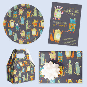 Assiettes En Carton Monstres mignons Personnalisé