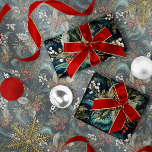 Feuille De Papier Cadeau Bougie de Noël Vintage