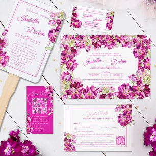Menu Mariage d'aquarelle rose stock fleurs