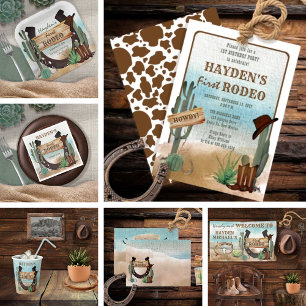 Invitation Premier Rodeo Cowboy Western Boy 1ère fête d'anniv