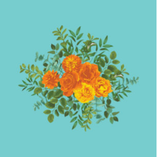 Invitation Orange & Turquoise Aqua Peony & Rose Floral Mariag