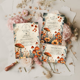 Cartons Réponse Mariage Champêtre Fantastique en Forêt de Champign
