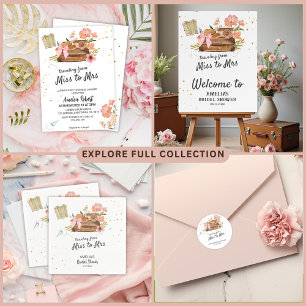 Sticker Rond Voyager de Mlle à Mme vintage douche nuptiale