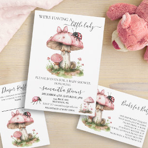 Invitation Ladybug Baby shower rose chevalet