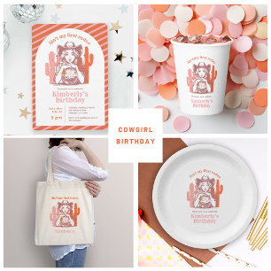 Assiettes En Carton Retro Pink Cowgirl Disco Ball fête d'anniversaire
