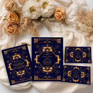 Carte D'accompagnement Élégante Fête des mariées céleste