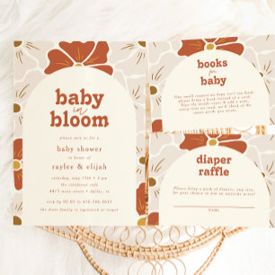 Carte D'accompagnement Bébé Arc Floral Super rétro en Fleur   Boho