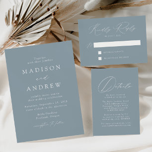 Invitation Mariage photo moderne Elegant Dusty Blue