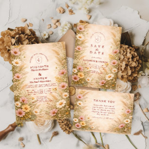 Save The Date Mariage Floral Automnal Chaleureux