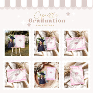 Carte De Remerciements Preppy Coquette Pink Bow Graduation