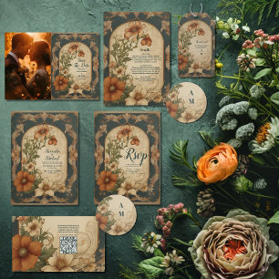 Menu Bougainvilliers vintages Mariage Art nouveau