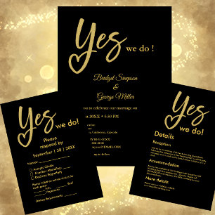 Invitation En Aluminium Oui Nous faisons noir mariage or