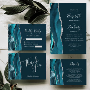 Carte RSVP Turquoise foncée de mariage d'âge en ar