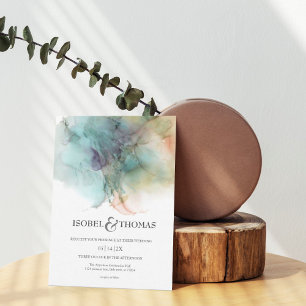 Invitation Aquarelle Abstraite   Mariage de projection de pei