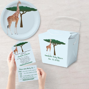 Invitation Tout En Un Baby shower Giraffe avec RSVP