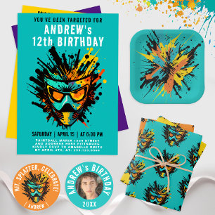 Sticker Rond Cool Moderne Orange Paintball Anniversaire