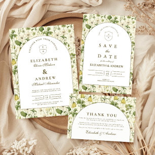 Carte De Remerciements Mariage dans un jardin d'arche botanique neutre