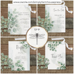 Invitation Moderne Sage Green Eucalyptus & Gold Mariage