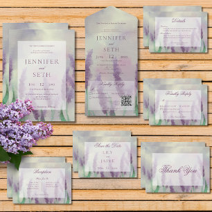 Invitation Lilac Flower Field Boho Mariage moderne