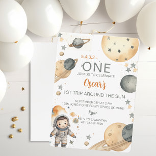 Assiettes En Carton "Space Adventure Watercolor Premier anniversaire