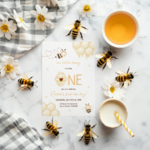 Invitation Miel d'abeilles jaune mignon photo de la première 