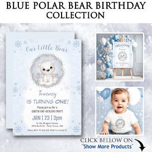 Serviette En Papier Beary d'hiver 1er anniversaire mignon Ours bleu po