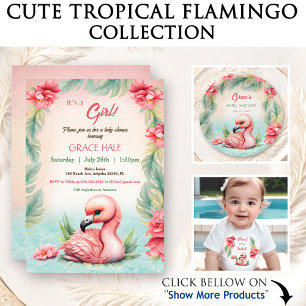 T-shirt Pour Bébé Tropical Baby Summer Pink Flamant rose Nom de la f