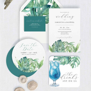 Carte Postale Demande de Chanson Feuille de Palm Tropical RSVP