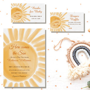 Invitation Voici le Baby shower Jaune Rayon Soleil Fils