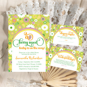Invitation Baby shower Floral fraise