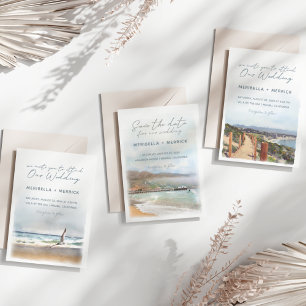 Invitation Malibu   Sea Tern Beach Mariage d'aquarelle côtièr