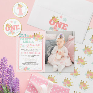 Princesse Rose Baby Girl Invitation premier annive