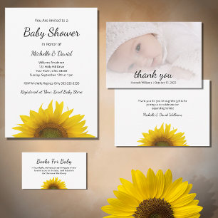Invitation Carte Postale Baby shower moderne de genre tournesol neutre
