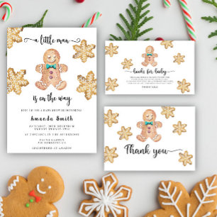 Invitation Petit Homme Gingerbread Homme Baby shower de Noël