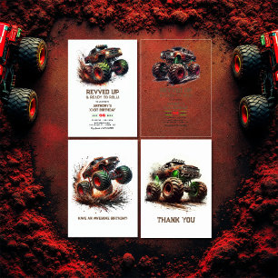 Invitation "Revved Up & Ready to Roll" Monster Truck Annivers
