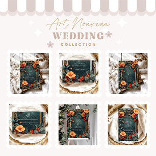 Cartons Réponse Mariage floral ornemental Art Nouveau