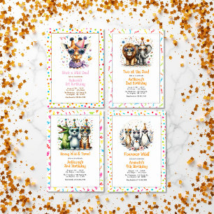 Invitation Safari Animal "Deux au Zoo!" 2e fête d'anniversair