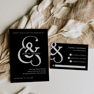 Invitation En Aluminium Ampersand lunaire   Mariage or et blanc